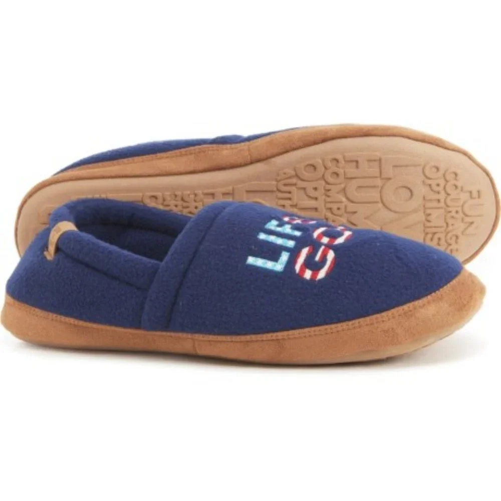 Life is good® Embroidered USA Flag Fleece Slippers (For Men) - Picture 2 of 5